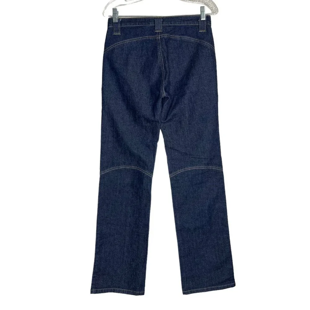 Y2K DKNY Pocketless Straight Leg Jeans Dark Wash Contrast Sticking Size 6 - Picture 3 of 5